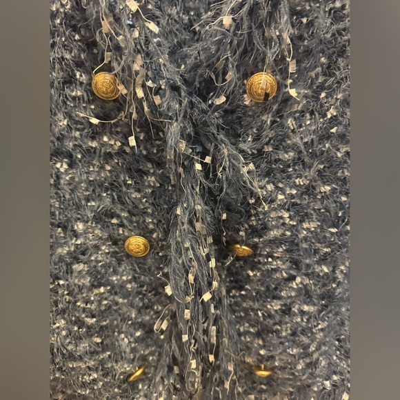 L’AGENCE Azure Fringe Cardigan Blazer in Blue Multi Medium - Picture 11 of 14